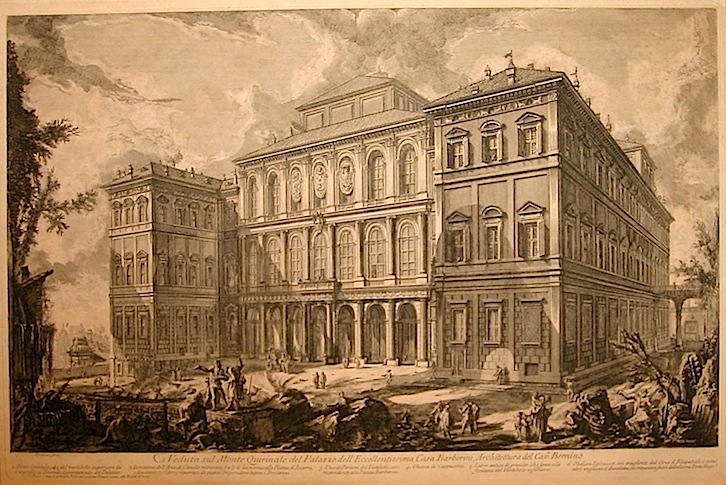 Piranesi Giovanni Battista (1720-1778) Veduta sul Monte Quirinale del Palazzo dell'Eccellentissima Casa Barberini, Architettura del Cav. Bernino 1800-1807 Parigi 